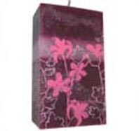 Rectangular Candle with Pink Painted Flowers