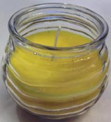 Citronella candle in clear swirl glass