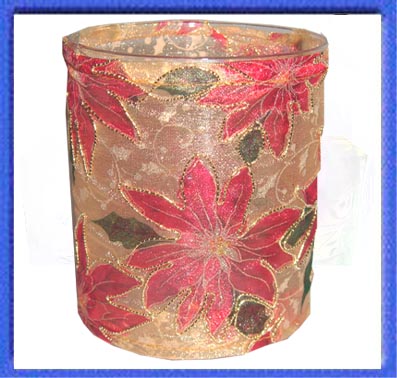 Glass Jar Candleholder with Embroidered Decoration