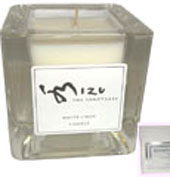 White Linen Square Glass Candle