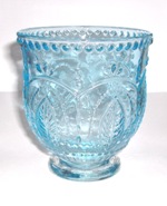 Sky Blue Pressed Glass Hurricane Lamp