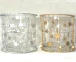 Glass Jar Candleholder Decorated with Filigree Metal & Stars