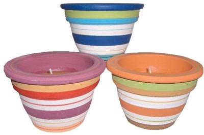 Individual Striped Citronella Candle Pots.