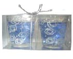 Blue Gel Wax Candles with Silver Decoration