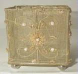 Gold Square Candleholder Decorated with Pearls
