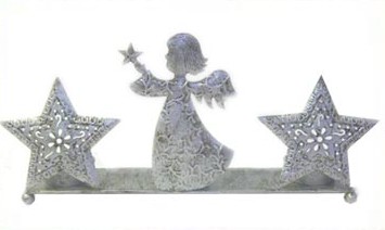 T Light Holder with Angel & Stars for 3 Lights