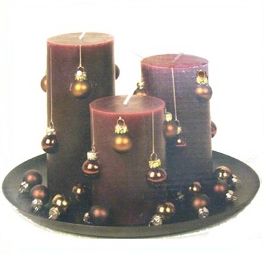 Beaded Three Candle Gift Set, Brown