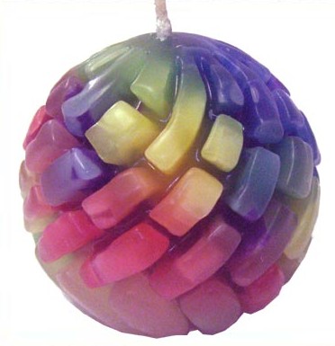 Carved Multicoloured Ball Candle