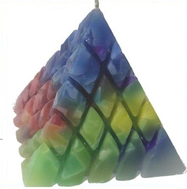 Carved Multicoloured Pyramid Candle