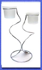 Nickle Candle Holder with Two Frosted Glasses