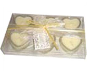 Pack of Four Heart Candles in Clear Cups