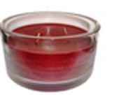 Heavy Glass Candle Filled with Burgandy Coloured Wax
