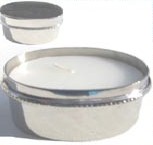 Candle in Oval Silver Pot