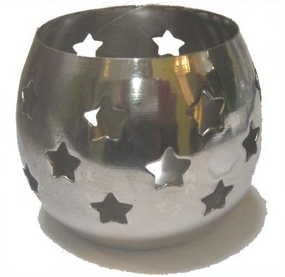 Metal T Light Holder with Star Cutouts