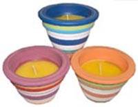 Individual Striped Citronella Candle Pots.