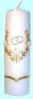 Large White Candle with Wedding Decorations