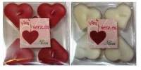 Pack of Four Heart Candles in Clear Cups