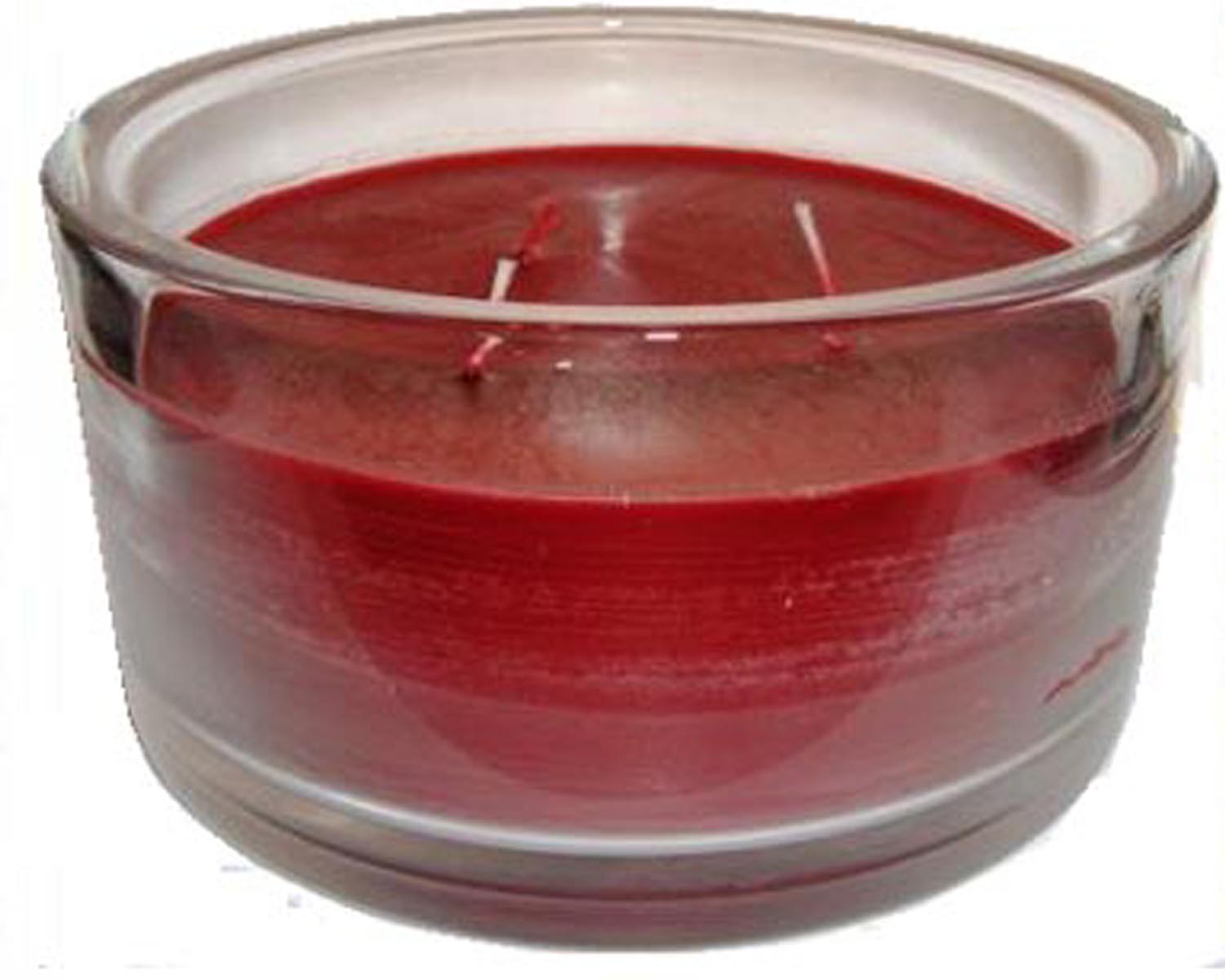 Heavy Glass Candle Filled with Burgandy Coloured Wax