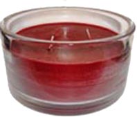 Heavy Glass Candle Filled with Burgandy Coloured Wax