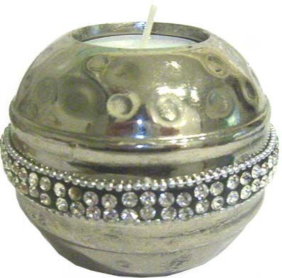 Silver Hammered Ball Candle Holder