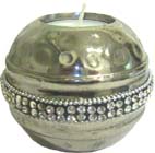 Silver Hammered Ball Candle Holder
