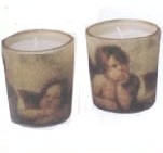 Pair of Cherub Candles in Frosted Glass