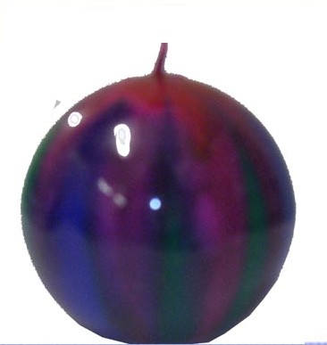 Bright Blue & Green Ball Candle with Pink Top