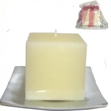 Square Candle on Chrome Base