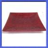 Square Red Glass Plate in Shiny Red Mottled Glass Thumbnail