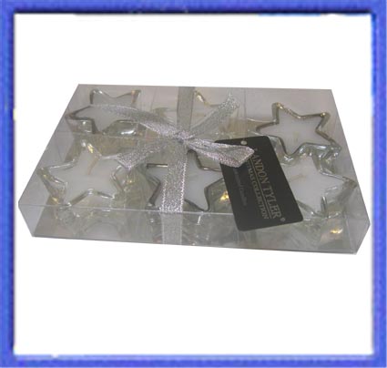Box of Six Star Candles in Glass