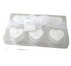 Set of Six Boxed Heart Candles in Glass Containers
