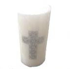 White Candle with White Celtic Cross 