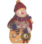 Giant Ceramic Snowman Candle Lantern with Wooley Hat & Candy Stick
